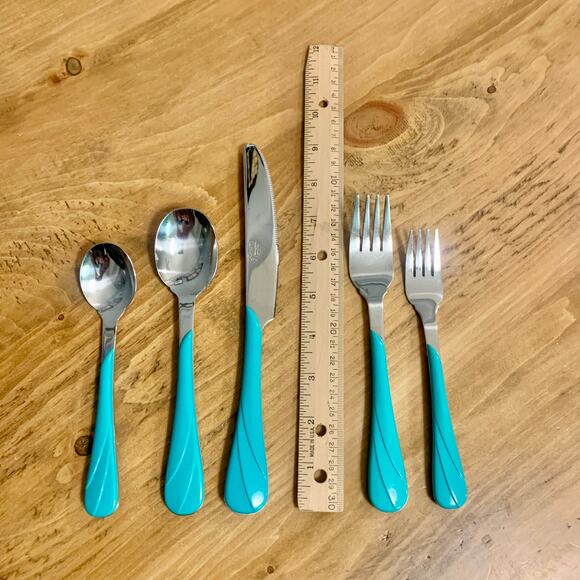 Fiestaware Swirl Turquoise Green Flatware Retired 5pc Place Setting Fiesta - Picture 10 of 10